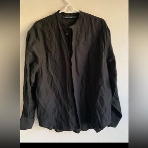 Sofie D'Hoore Women’s Black 100% Linen Button Up LS Shirt Top 36 Oversized